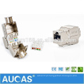 AUCAS Cat6 FTP liga de zinco módulo toolless / 8p8c RJ45 indoor keystone 90 graus jack módulo